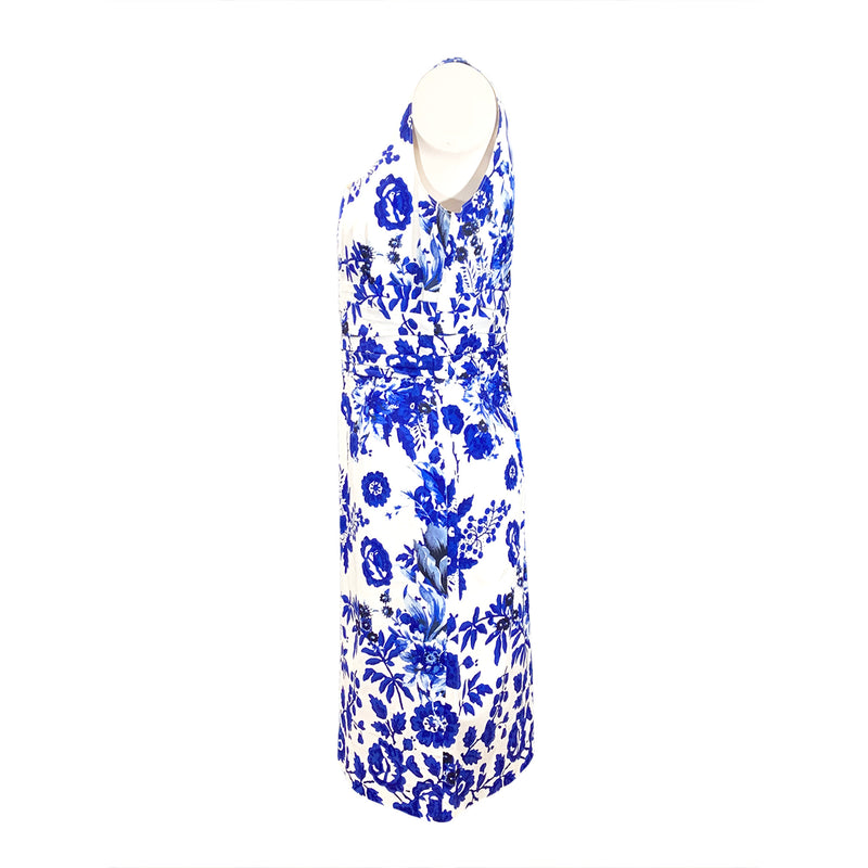 la Renta blue flower print dress ...